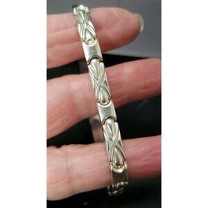925 Italy Sterling Silver Bracelet Repeating X Pattern 7.75"